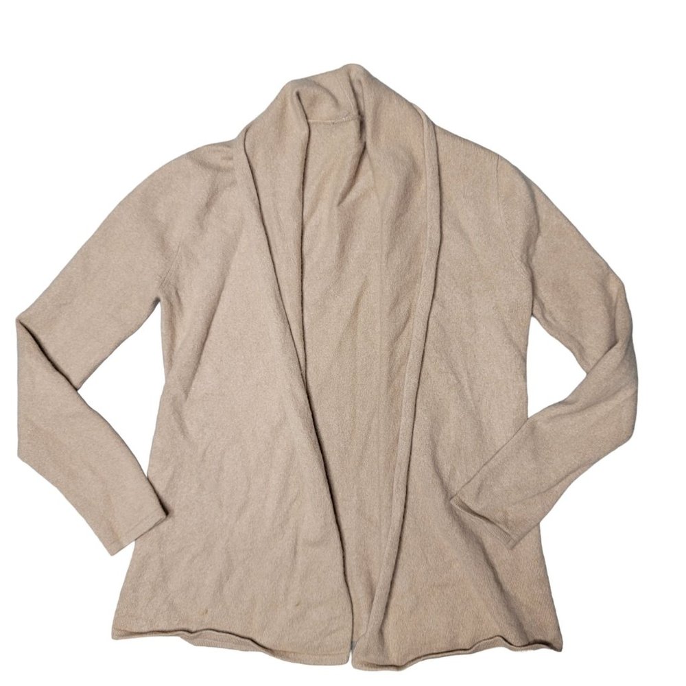 TSE cashmere. 100% cashmere open front cardigan tan long sleeve soft warm small
